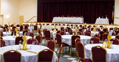 Multipurpose hall with tables and chairs